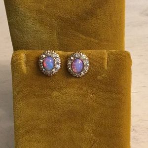 Vintage fire opal style and rhinestone earrings